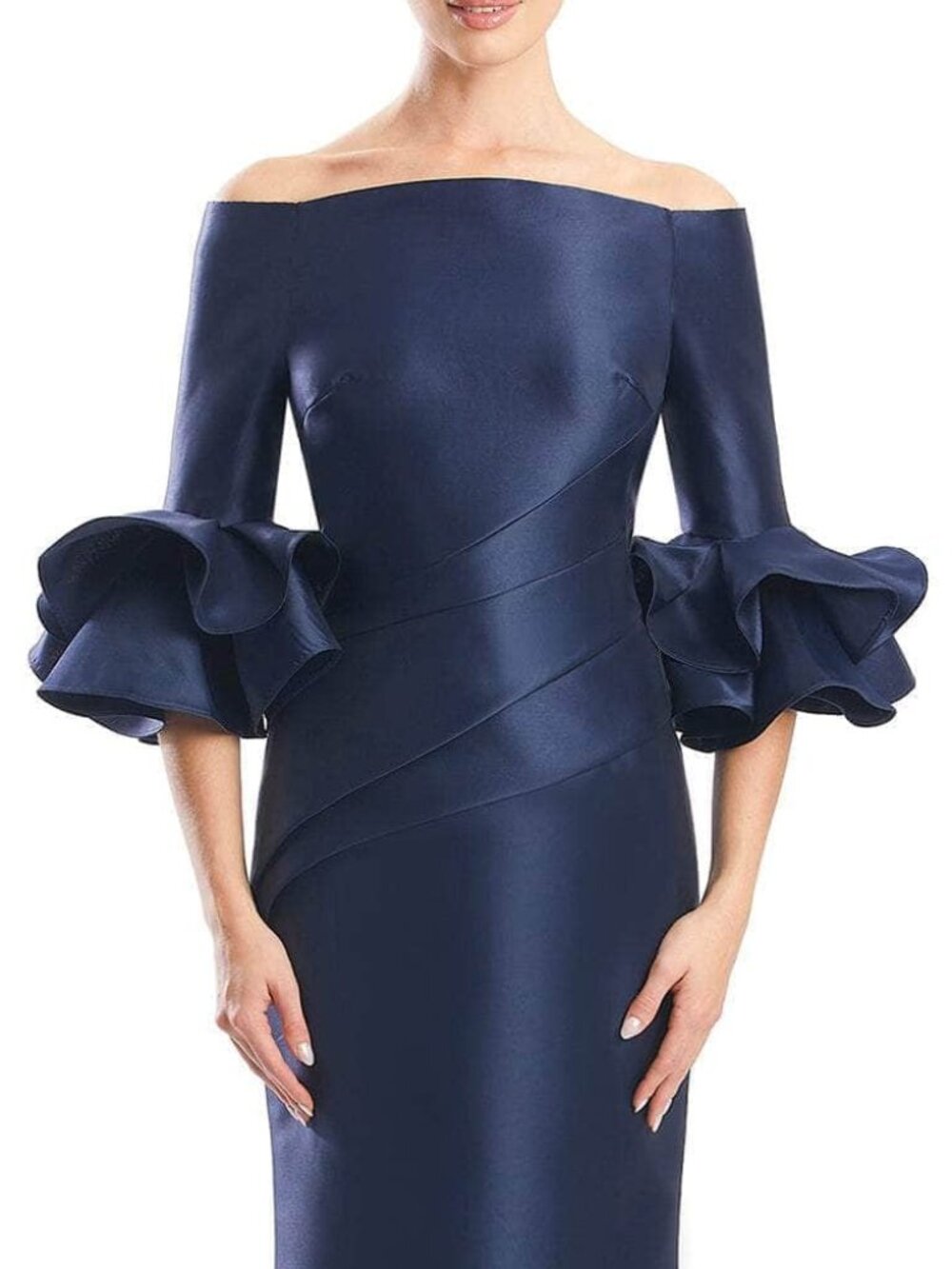 NWT Alexander by Daymor 1758S23 Mother of the Bride Dress Navy Size 6 - Picture 3 of 8